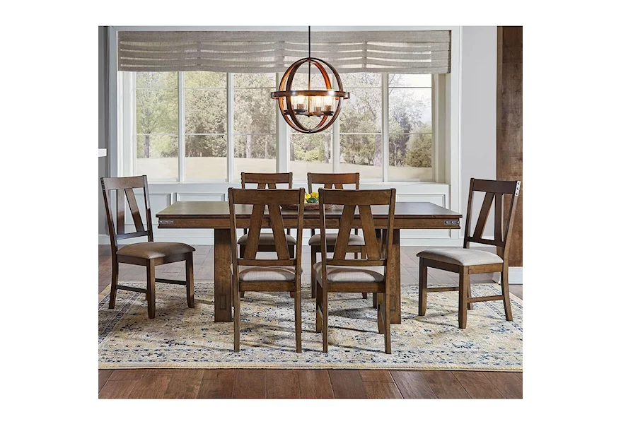 Eastwood Dining Trestle Table And 6 Side Chairs by AAmerica at Esprit Decor Home Furnishings